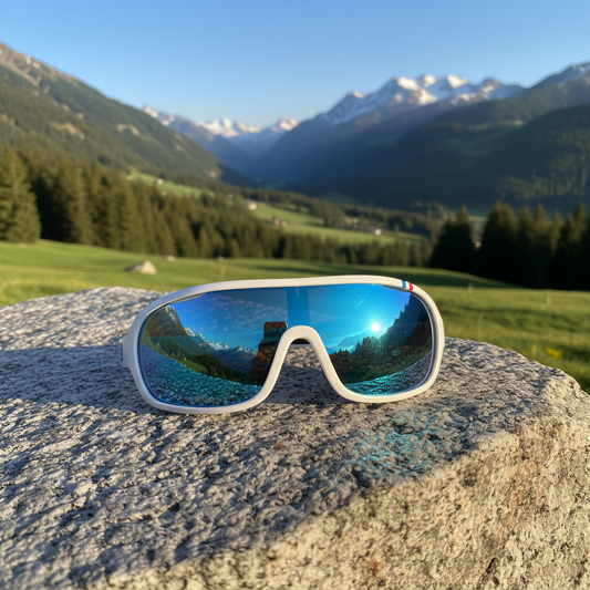 Okulary sportowe UV400 – Biało-niebieskie