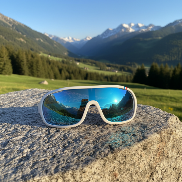 Okulary sportowe UV400 – Biało-niebieskie
